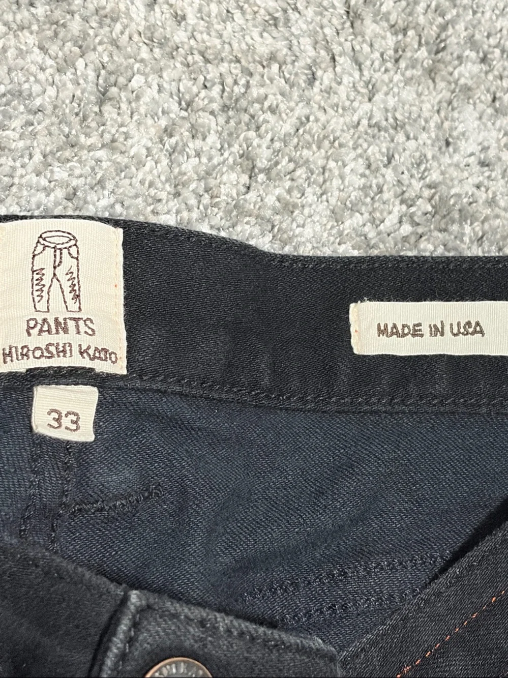 Hiroshi Kato Jeans Mens 33 x 28 Black Selvedge Denim Slim Fit Made In USA